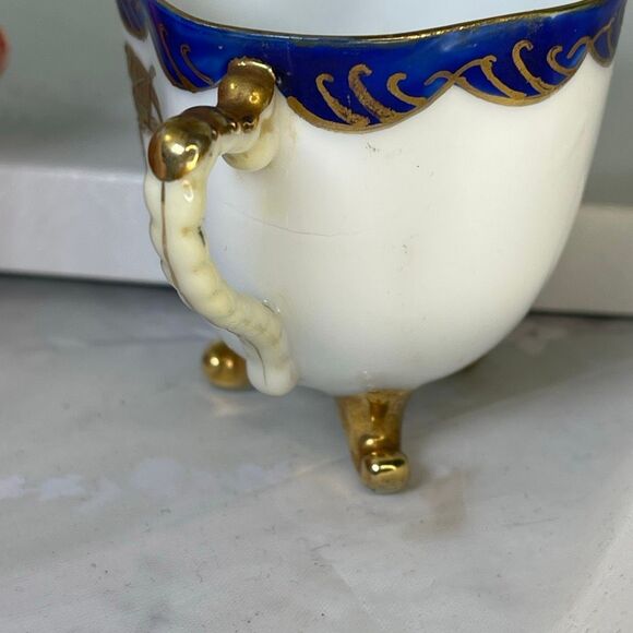 VTG miniature porcelain teacup raised gold gilt footed enamel - Picture 5 of 11